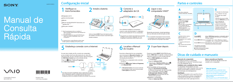 Page 1 de la notice Manuel utilisateur Sony Vaio SVE14A15FBS