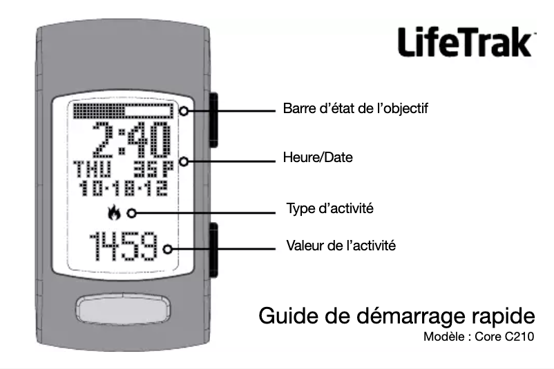 Page n°1 - Manuel utilisateur LifeTrak Core C210