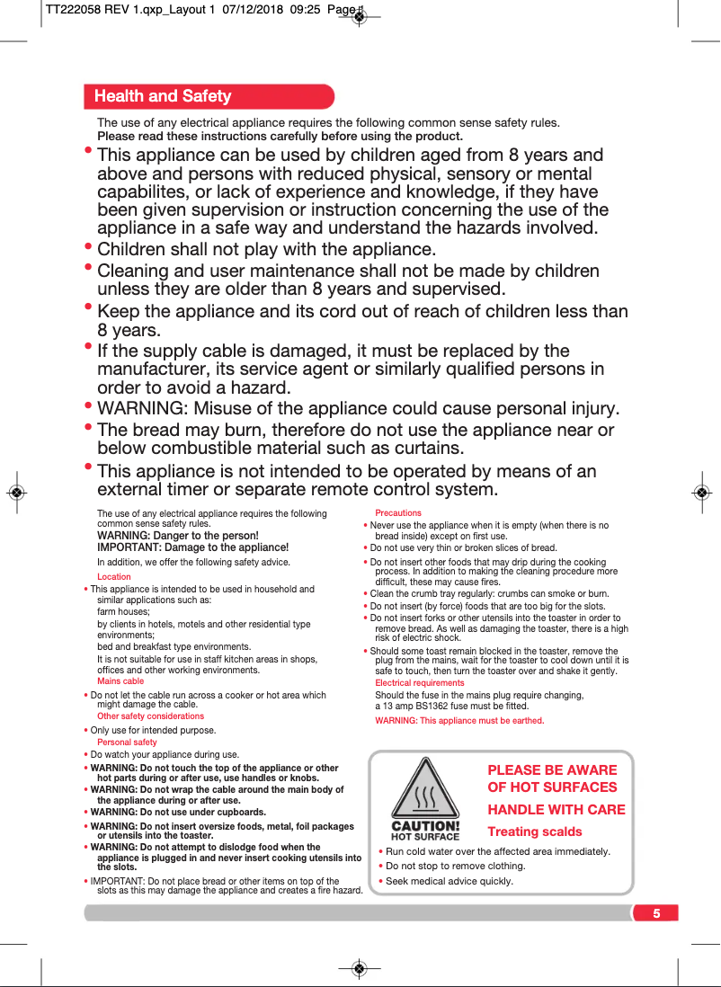 Page 1 de la notice Manuel utilisateur Morphy Richards 222060