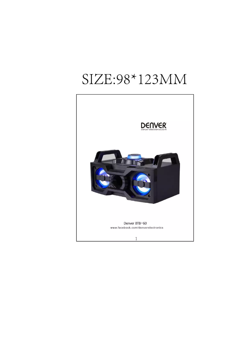 Page 1 de la notice Manuel utilisateur Denver BTB-60