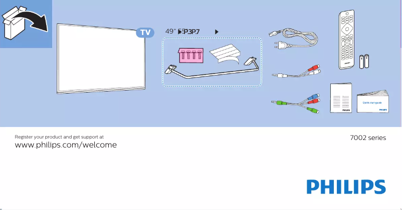 Page 1 de la notice Guide de démarrage rapide Philips 55PUS7002
