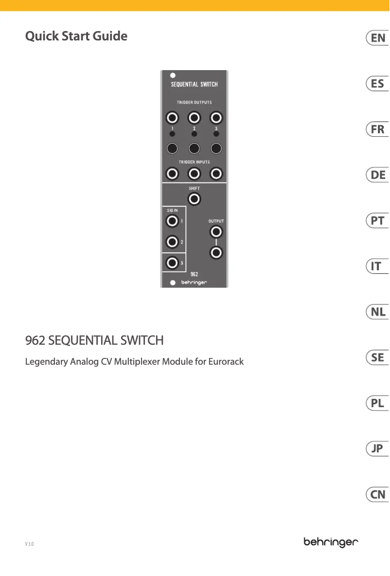 Page n°1 - Guide de démarrage rapide Behringer 962 Sequential Switch