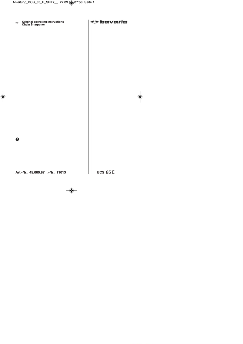 Página 1 del manual Manual de usuario Bavaria BCS 85 E