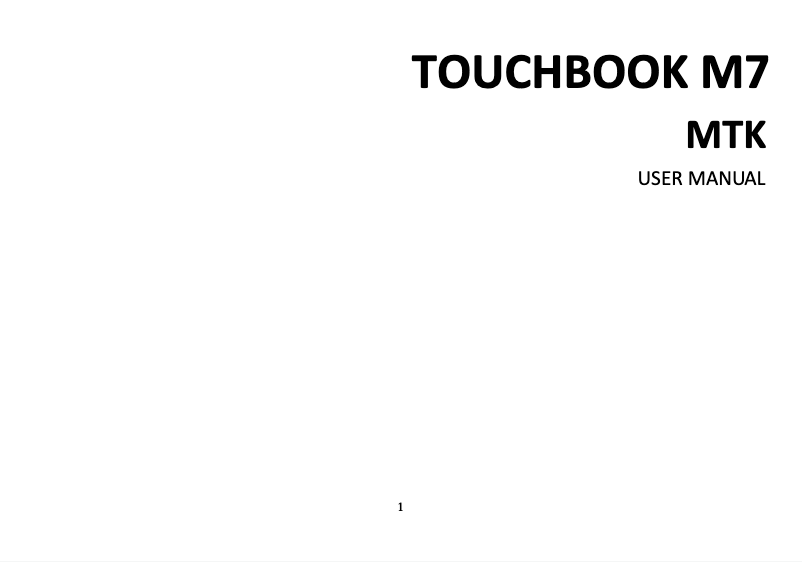 Page 1 de la notice Manuel utilisateur BLU Touchbook M7 MTK