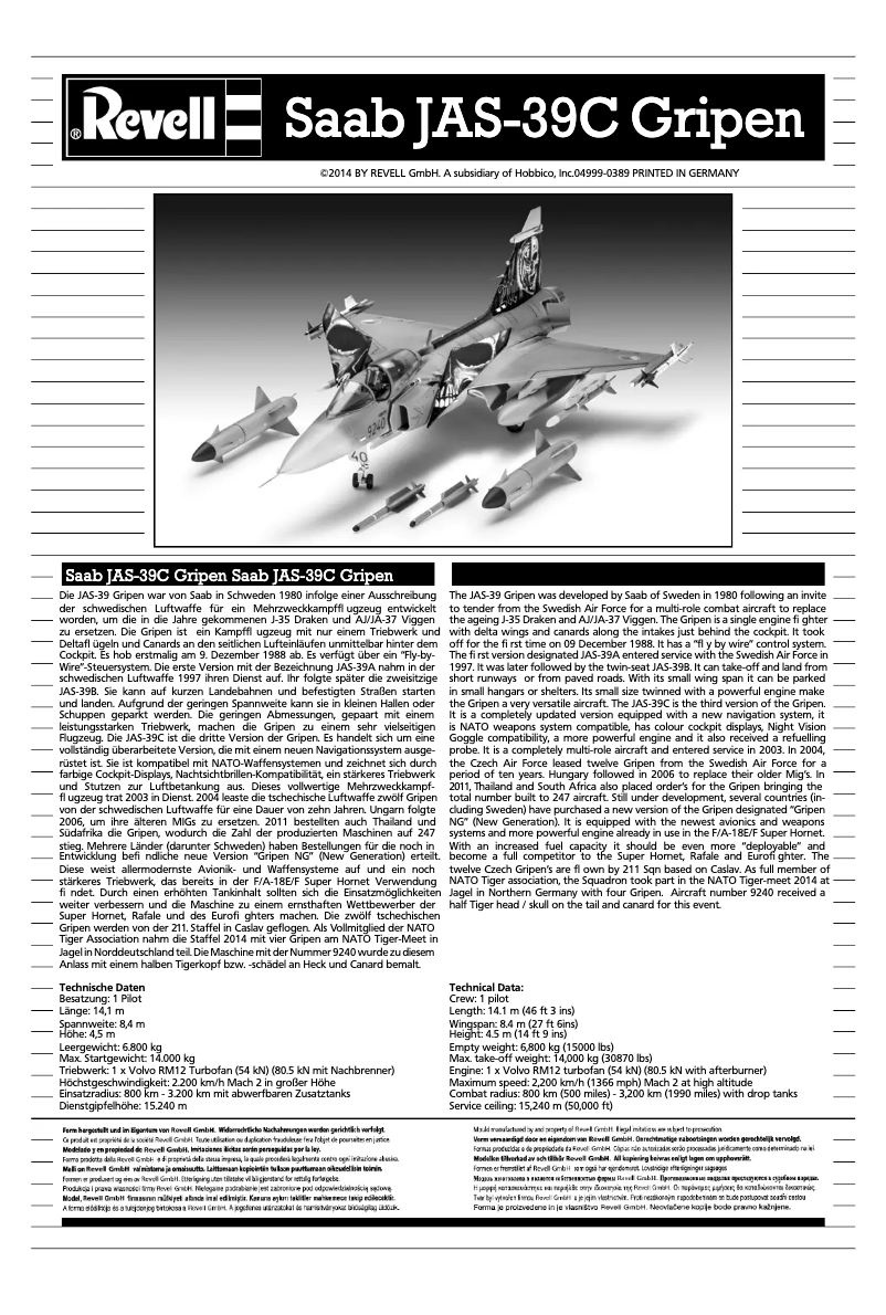Image de la première page du manuel de l'appareil Saab JAS-39C Gripen