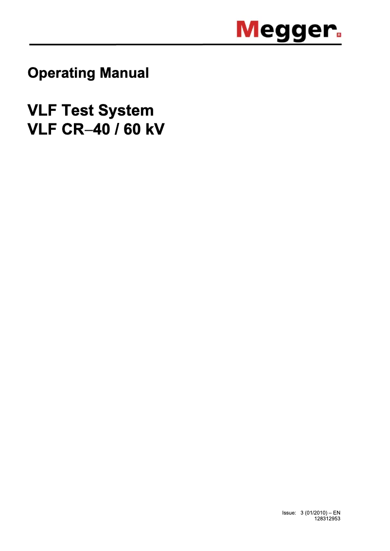 Page 1 de la notice Manuel utilisateur Megger VLF CR-40
