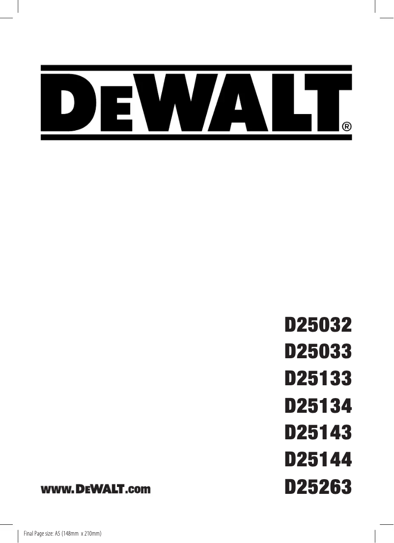 Page n°1 - Manuel utilisateur DeWalt D25135