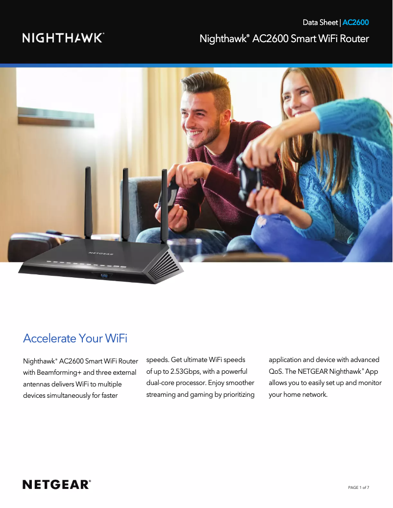 Page 1 de la notice Fiche technique Netgear Nighthawk AC2600