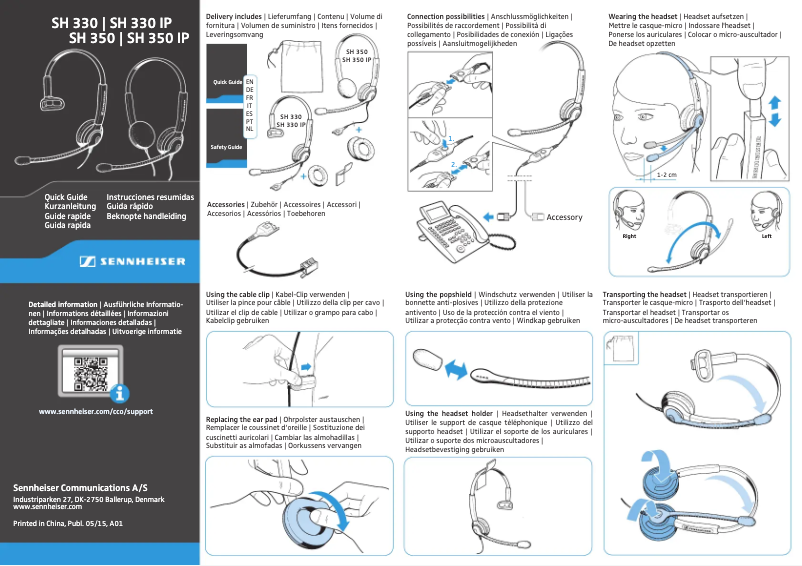 Page 1 de la notice Manuel utilisateur Sennheiser SH 350