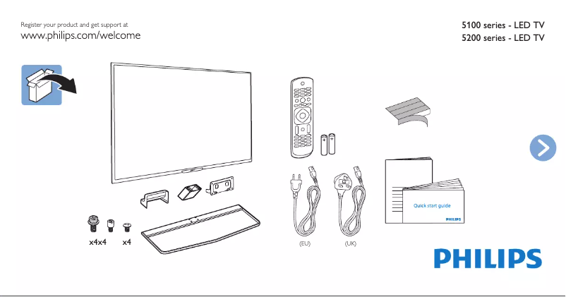 Page n°1 - Guide de démarrage rapide Philips 5000 series 42PFK5199