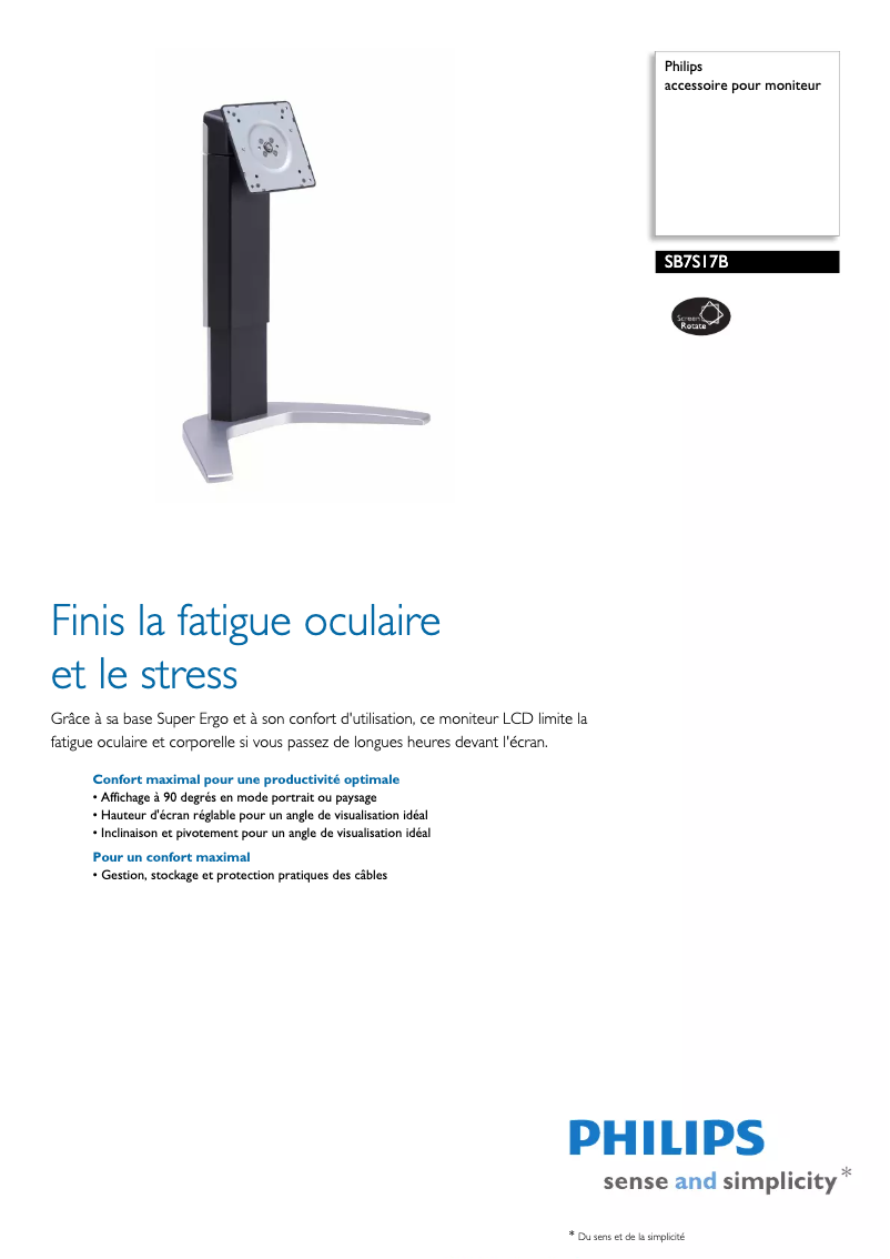 Page n°1 - Fiche technique Philips SB7S17B