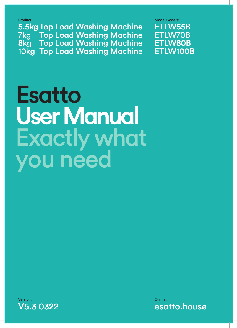 Page n°1 - Manuel utilisateur Esatto ETLW70B