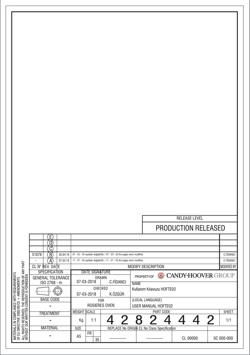 Image de la première page du manuel de l'appareil RFDC 75 FSIN
