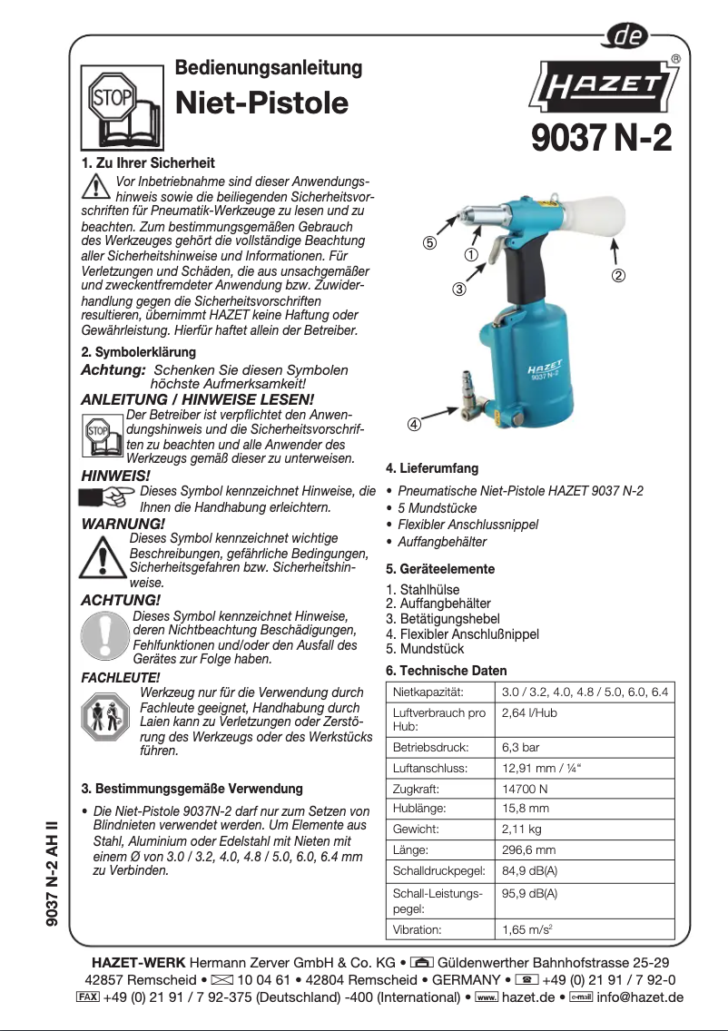 Página 1 del manual Manual de usuario Hazet 9037N-2
