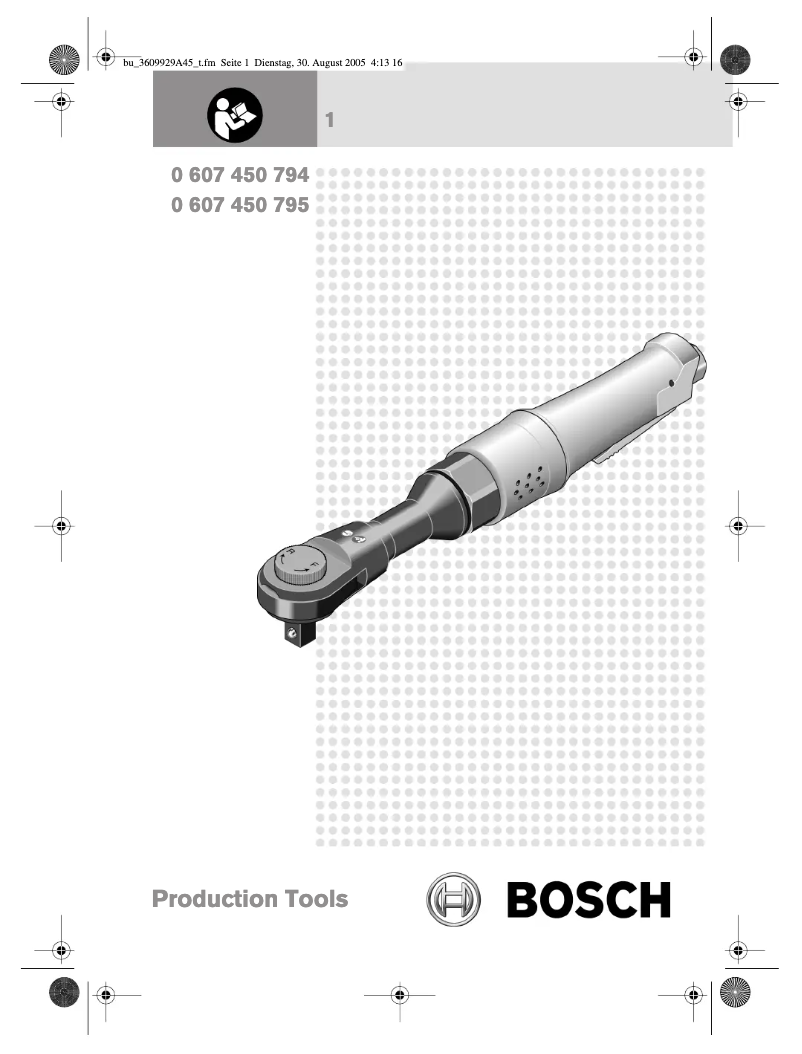Image de la première page du manuel de l'appareil 0 607 450 795