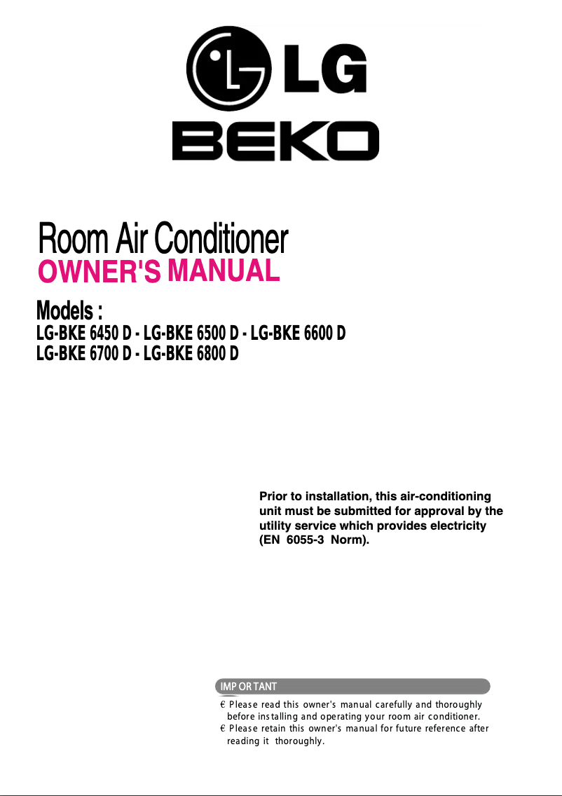 Page n°1 - Manuel utilisateur LG-Beko LG-BKE 6700 D