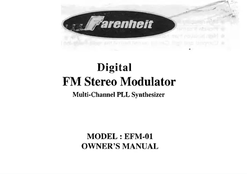 Page n°1 - Manuel utilisateur Power Acoustik EFM-01