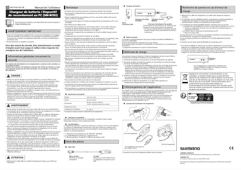 Page 1 de la notice Manuel utilisateur Shimano SM-BCR2