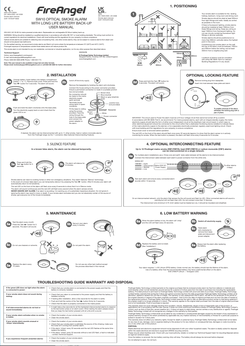 Page 1 de la notice Manuel utilisateur FireAngel SW10-EUT