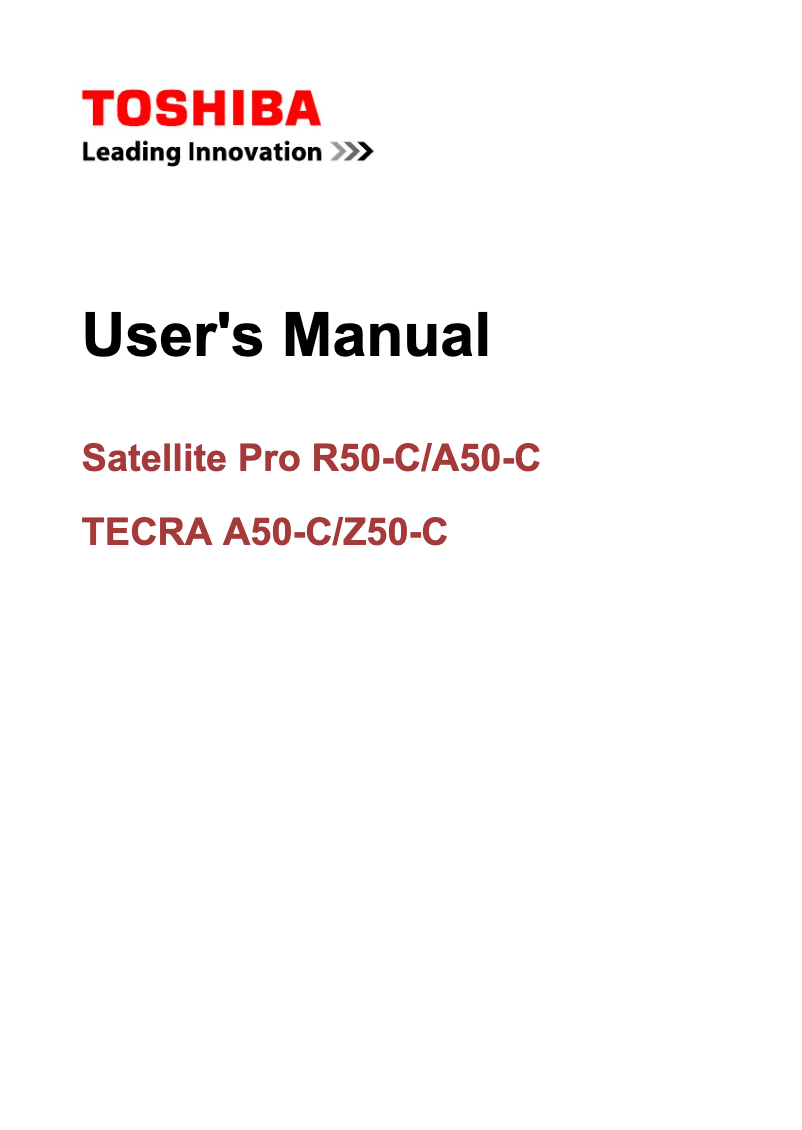 Page 1 de la notice Manuel utilisateur Toshiba Satellite Pro R50