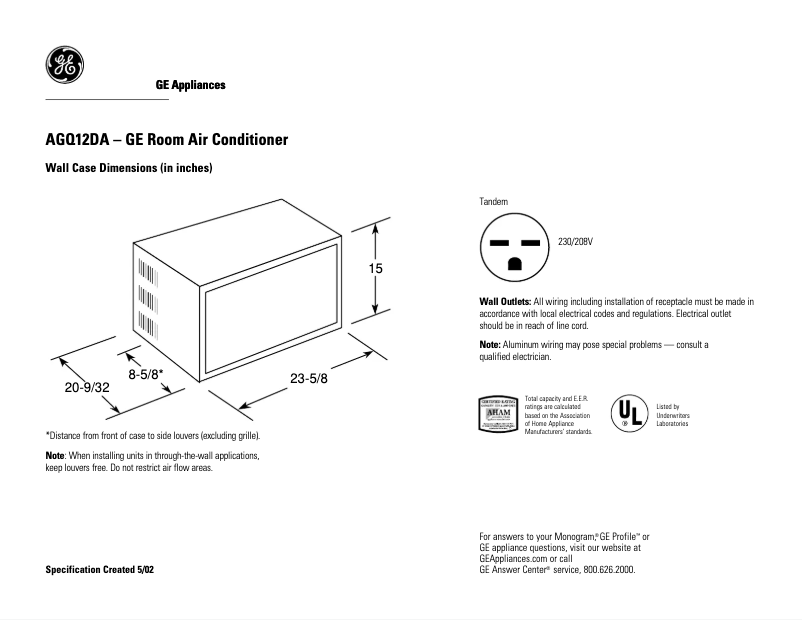 Image de la première page du manuel de l'appareil AGQ12DA
