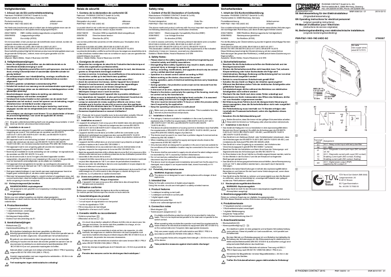 Image de la première page du manuel de l'appareil PSR-PS21-1NO-1NC-24DC-SC