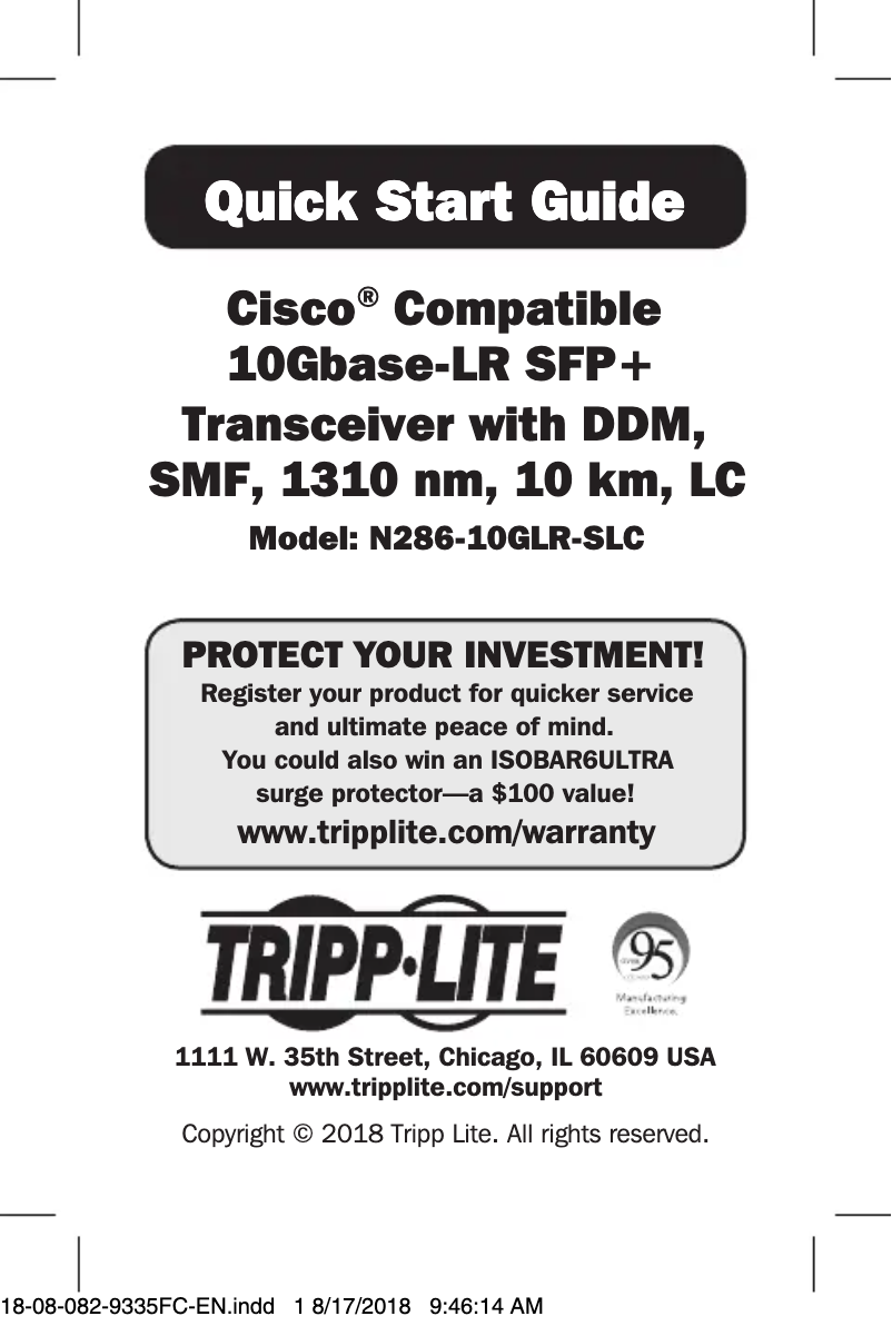 Page n°1 - Manuel utilisateur Tripp Lite N286-10GLR-SLC