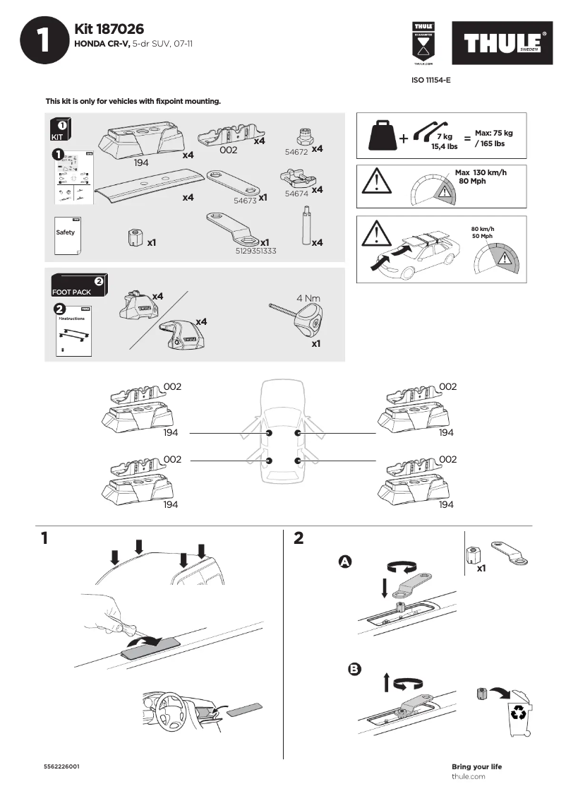 Página 1 del manual Manual de usuario Thule Kit 187026