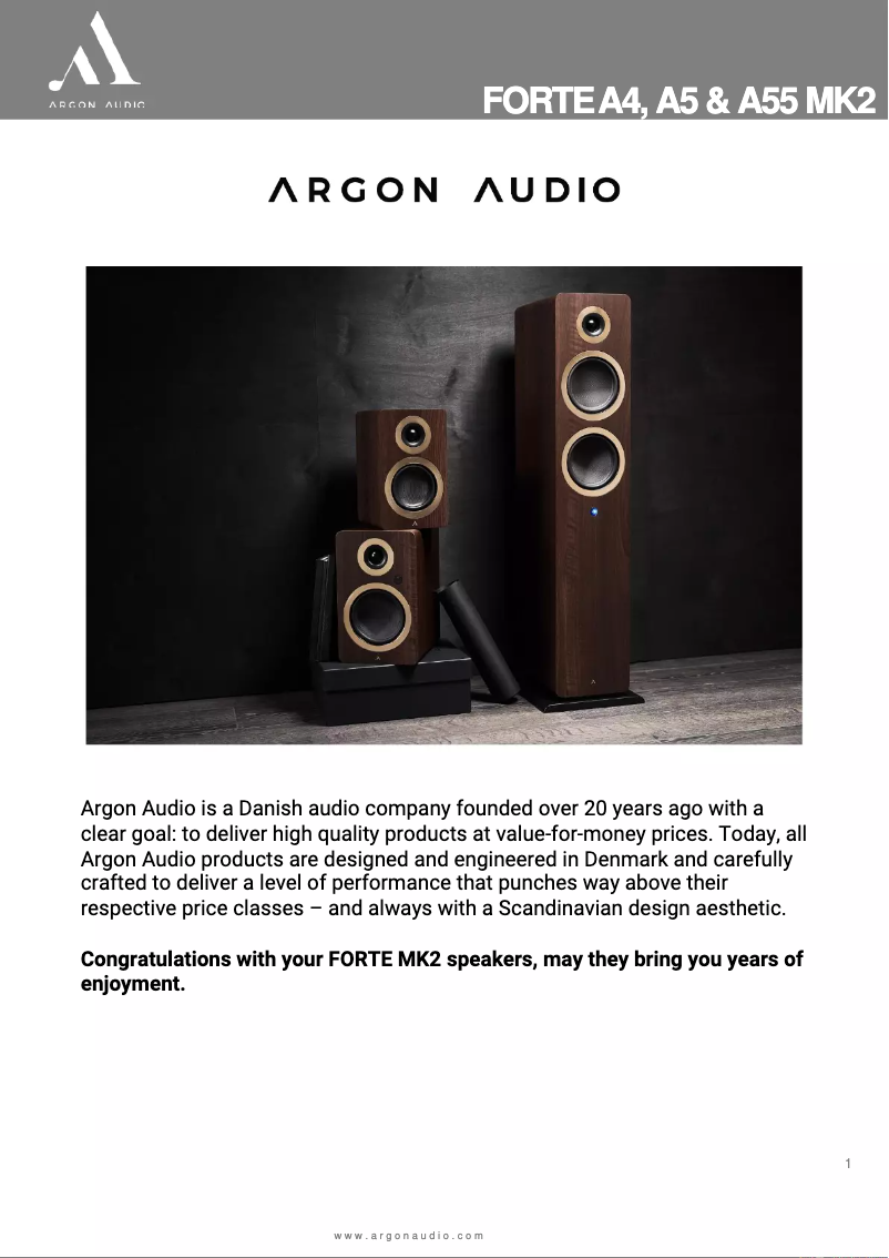 Page n°1 - Manuel utilisateur Argon Forte A5 MK2