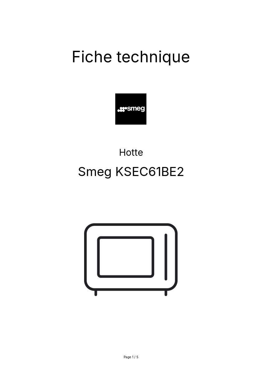 Page n°1 - Fiche technique Smeg KSEC61BE2