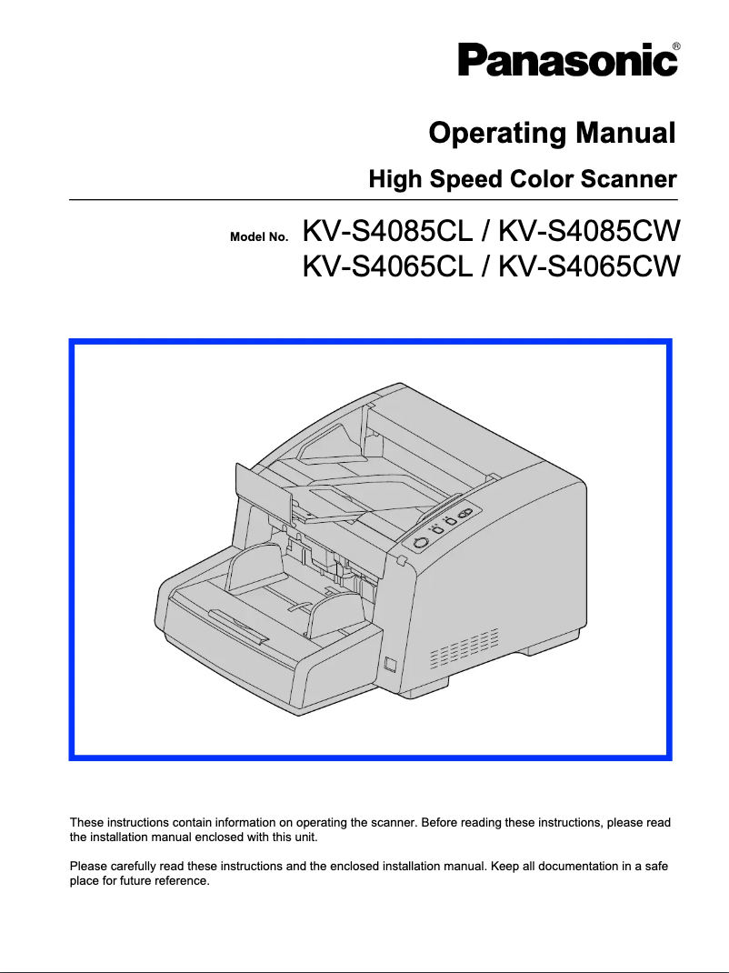 Image de la première page du manuel de l'appareil KV-S4085CW