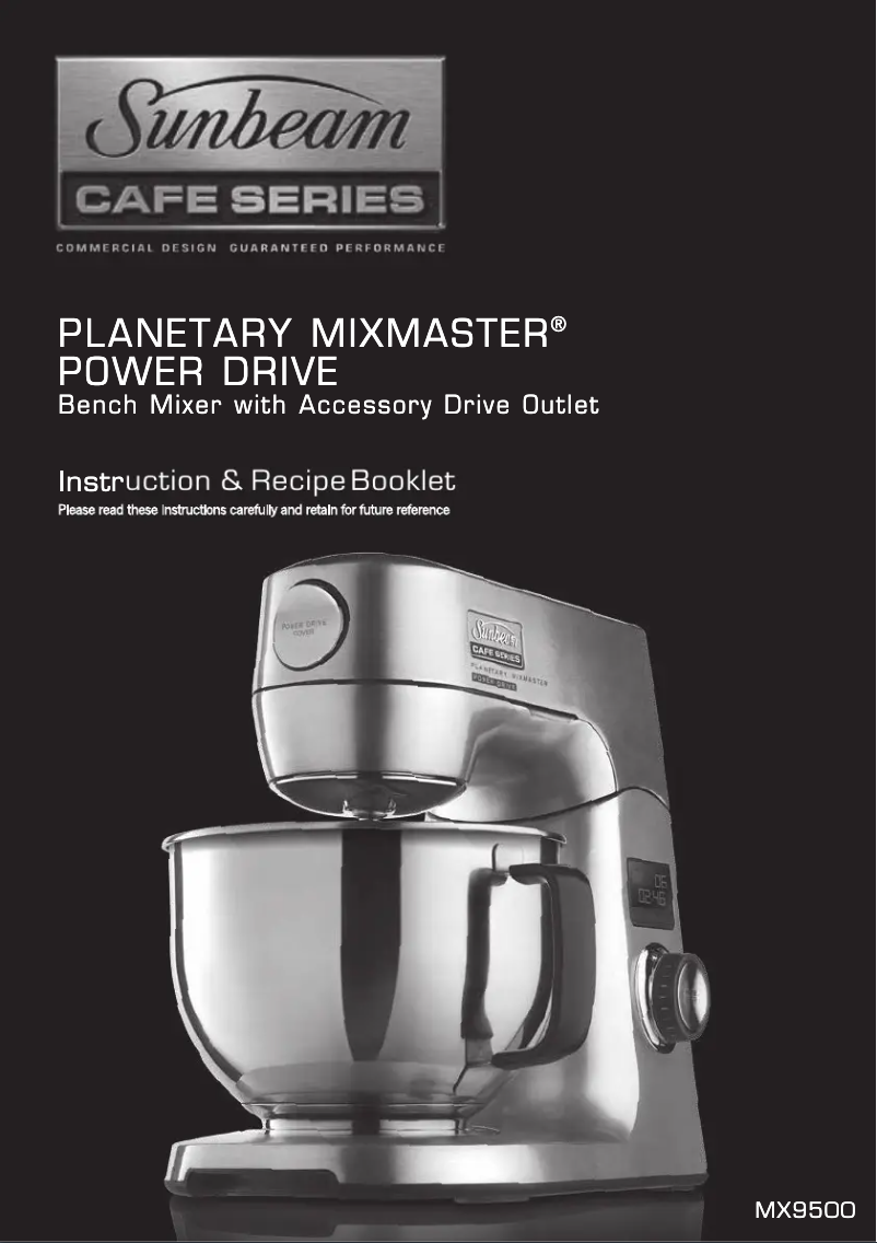 Image de la première page du manuel de l'appareil Cafe Series Planetary Mixmaster MX9500