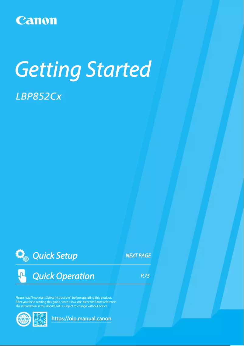 Page n°1 - Manuel utilisateur Canon i-SENSYS LBP852Cx