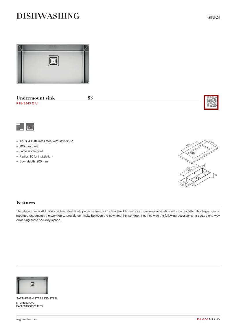Página 1 del manual Manual de usuario Fulgor Milano P1B 8343 QU