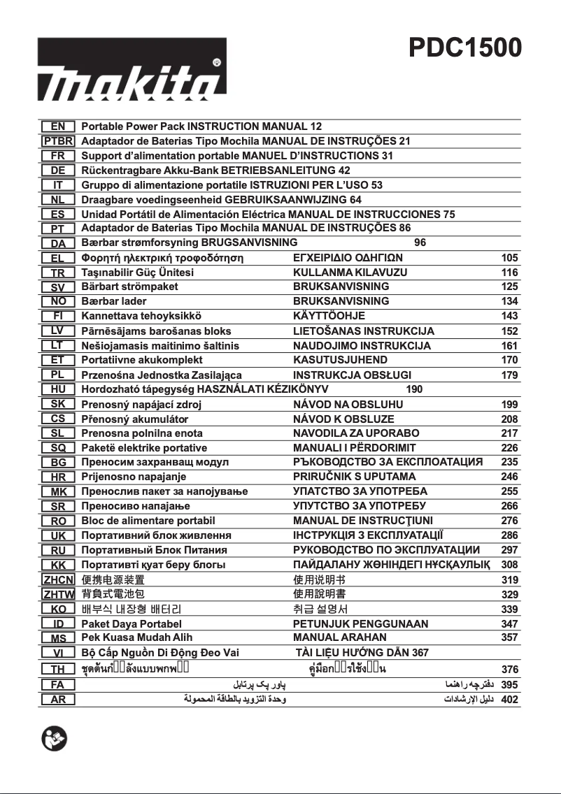 Page n°1 - Manuel utilisateur Makita PDC1500