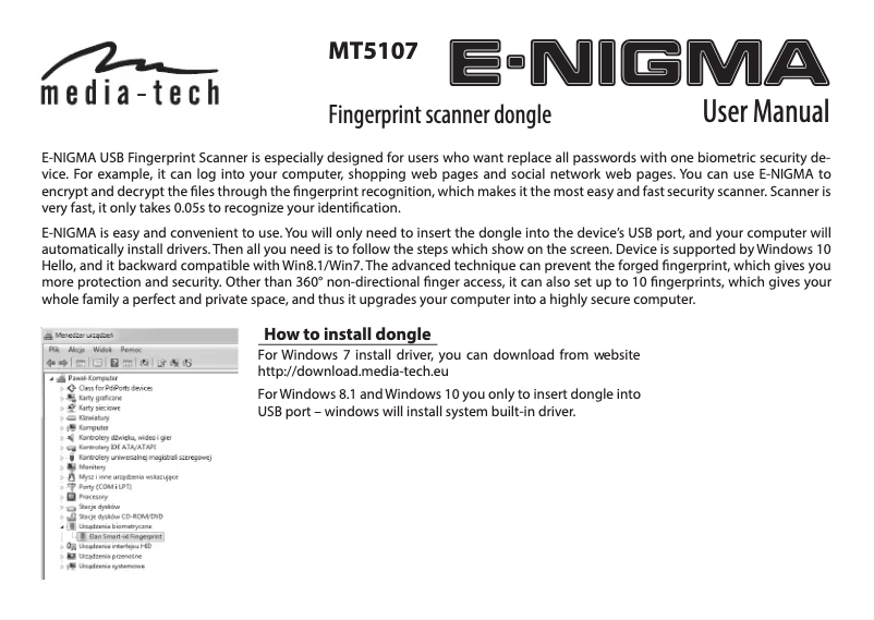 Page n°1 - Manuel utilisateur Media-Tech MT5107