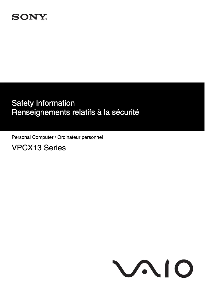 Page n°1 - Instructions de sécurité Sony Vaio VPCX135KX