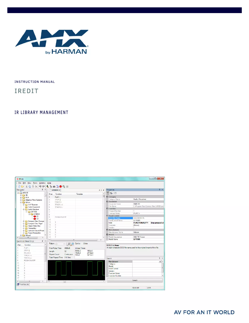 Page 1 de la notice Manuel utilisateur AMX IREdit