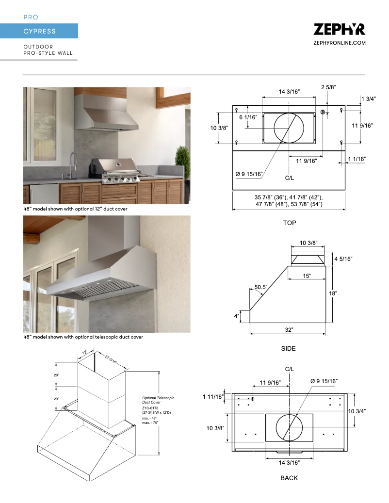 Page 1 de la notice Fiche technique Zephyr AK7836CS