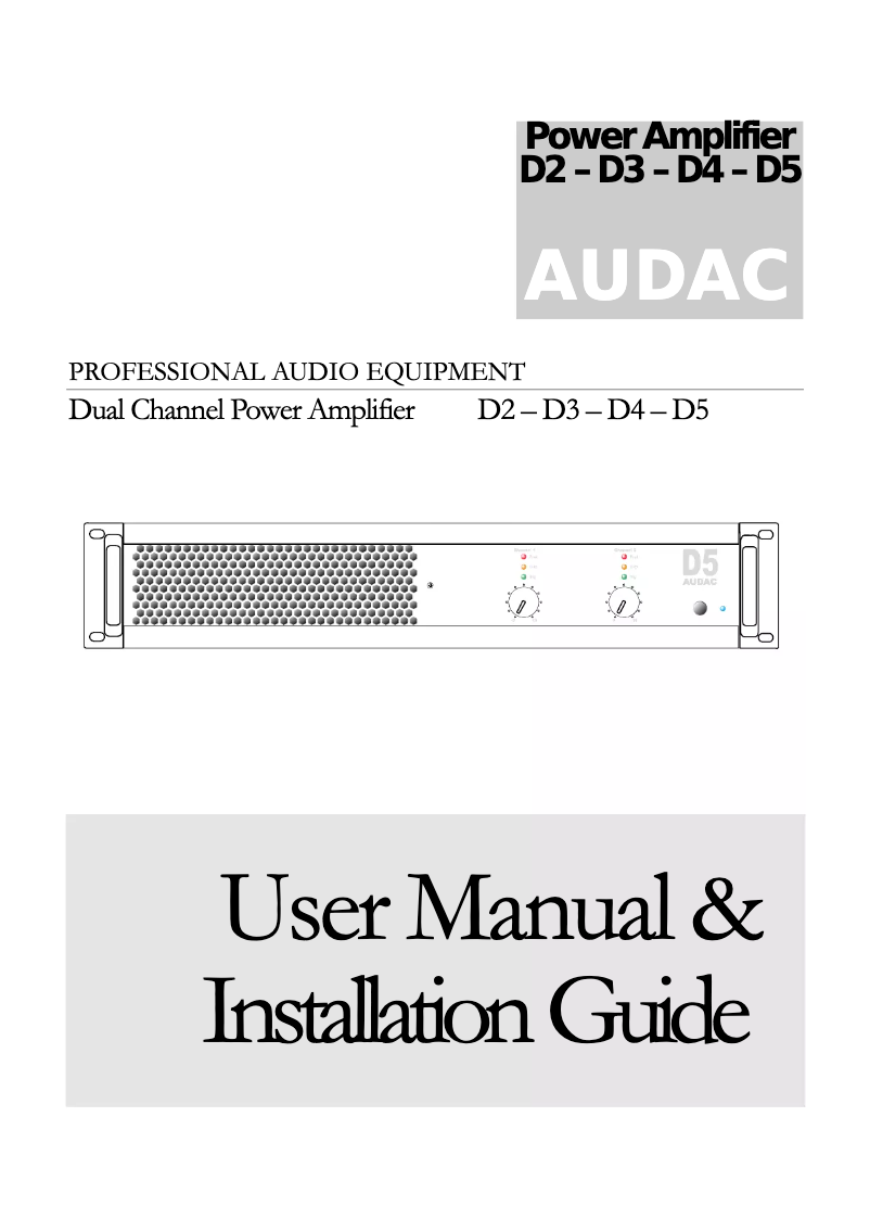 Page n°1 - Manuel utilisateur Audac D3