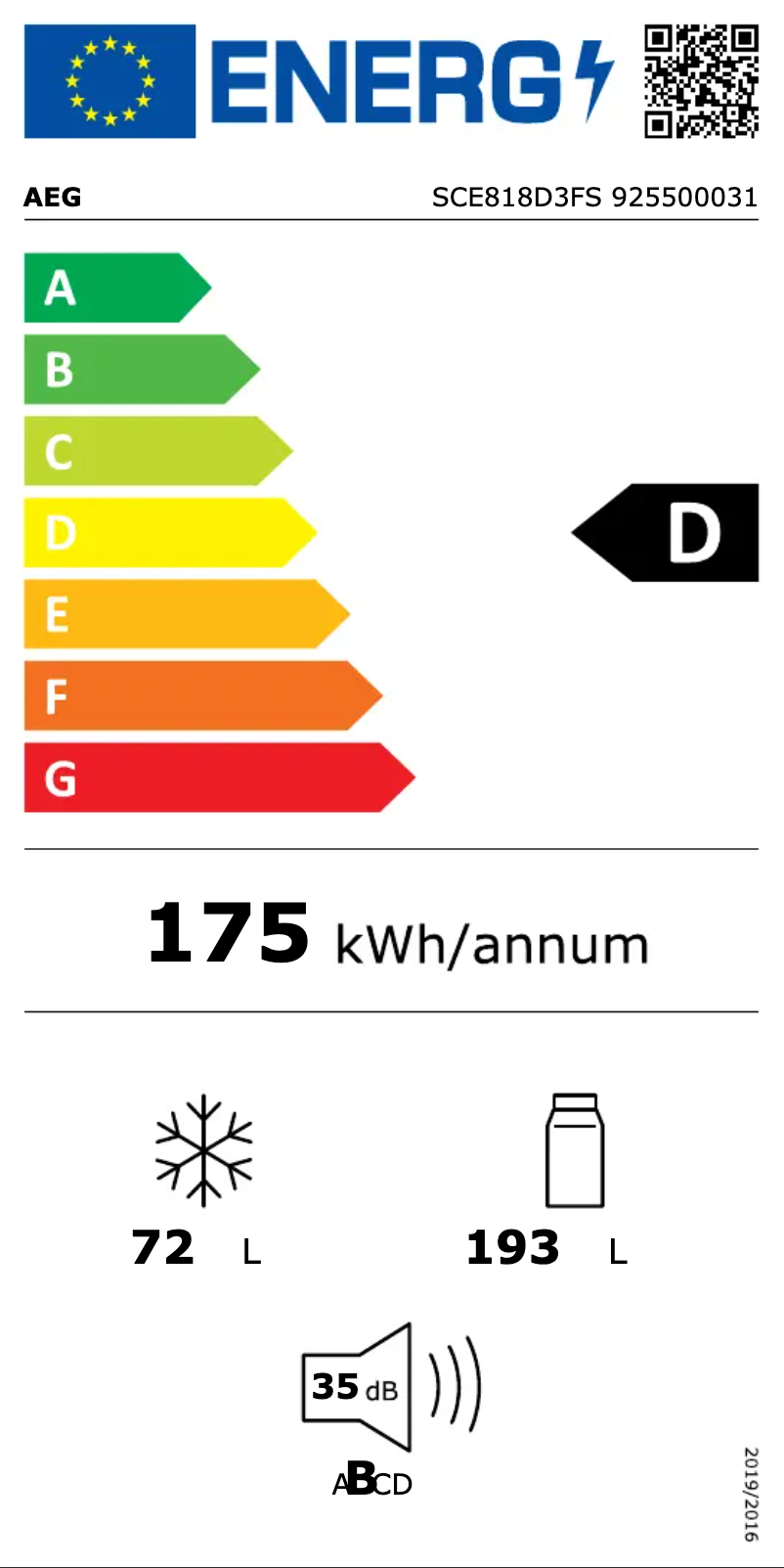 Página 1 del manual Etiqueta energética AEG SCE818D3FS