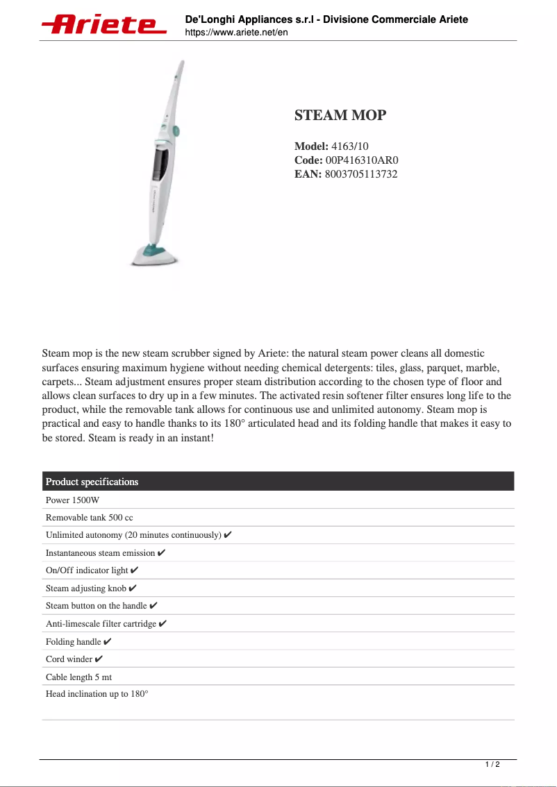 Imagen de la primera página del manual del dispositivo 4163