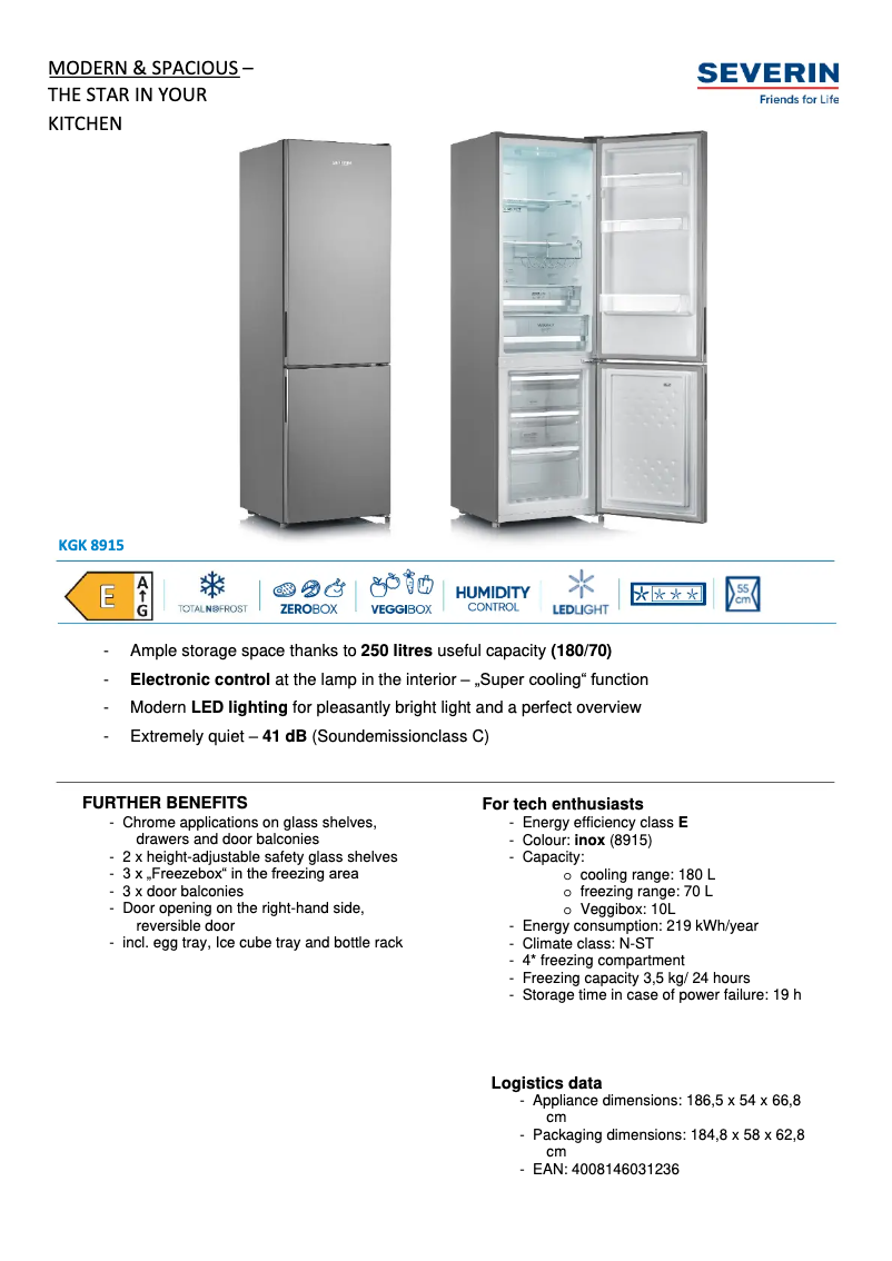 Page 1 de la notice Fiche technique Severin KGK 8915