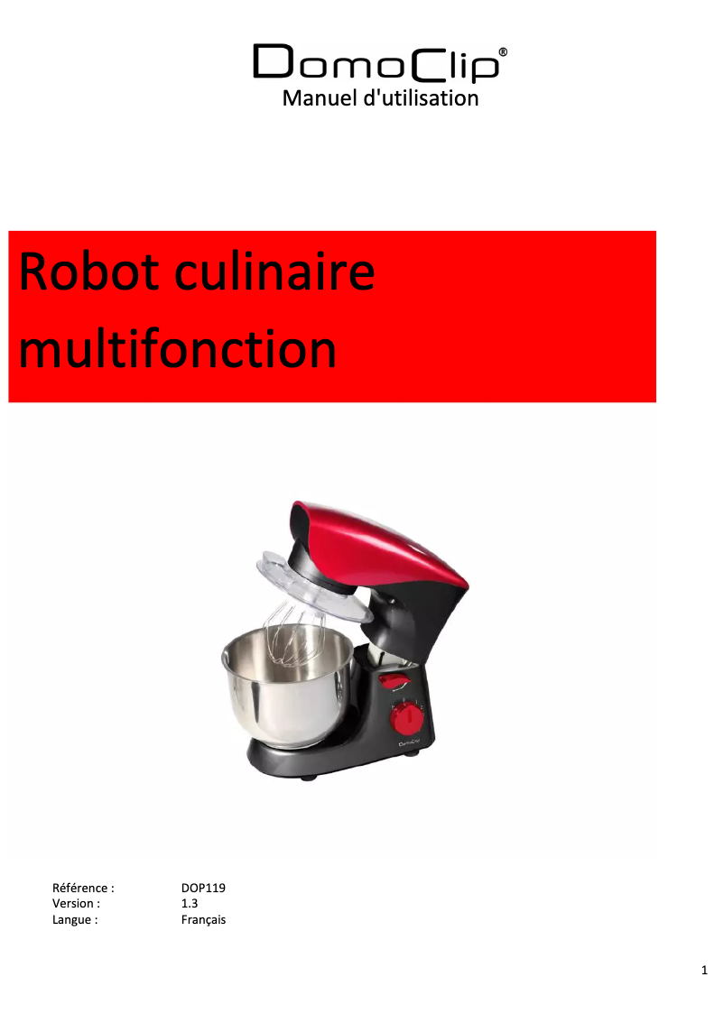 Page n°1 - Manuel utilisateur Domoclip DOP119