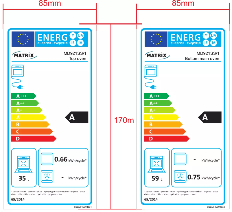 Page n°1 - Label énergétique Matrix MD921SS