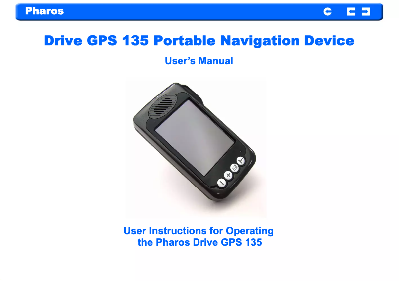 Page n°1 - Manuel utilisateur Pharos Drive GPS 135