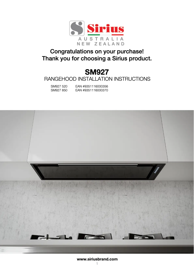 Page 1 de la notice Manuel utilisateur Sirius SM927 520