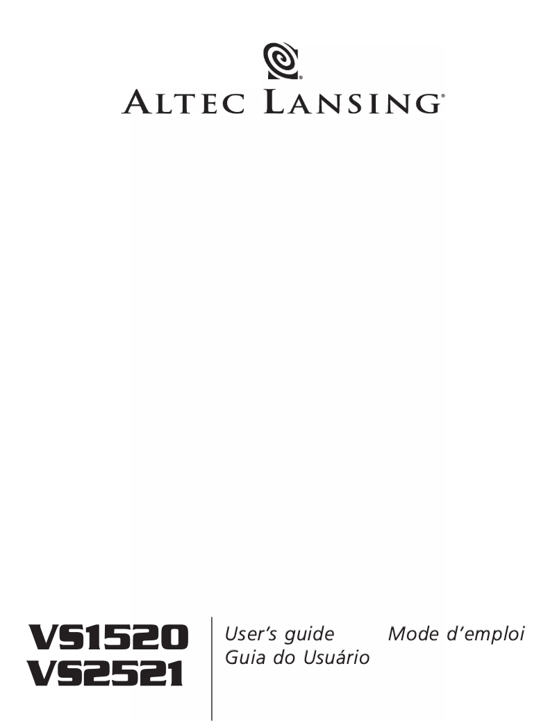 Page n°1 - Manuel utilisateur Altec Lansing VS2521