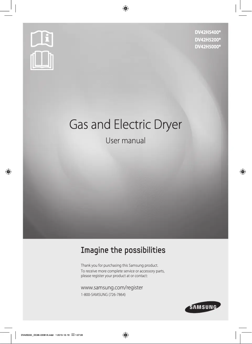 Page n°1 - Manuel d'utilisation et d'entretien Samsung DV42H5400GF