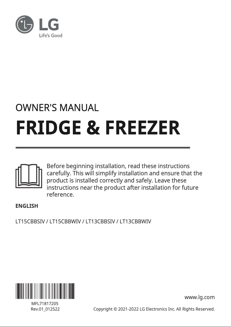 Página 1 del manual Manual de usuario LG LT15CBBWIV